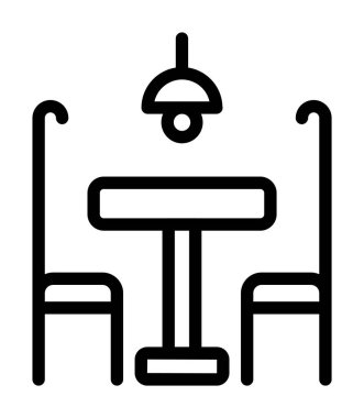 Sandalye masası ikonu taslak vektörü. mobilya