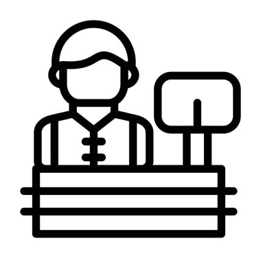 İnşaat işçisi ikonu. Beyaz arkaplanda izole edilmiş web tasarımı için işçi vektör sembolü