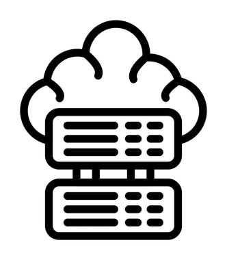 Bulut sunucusu simgesi ana hatları vektörü. kompüter hesaplama