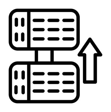 veritabanı sunucu simgesi vektörü. İnce çizgi işareti. izole edilmiş sınır sembolü çizimi