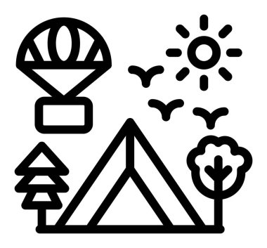 Orman kamp çadırı simgesi ana hatlarıyla