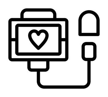 Akıllı kalbin vektör simgesi, akıllı saat