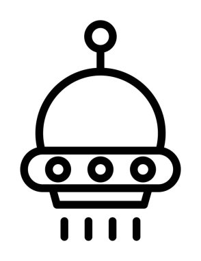 Uzaylı uzay ikonu ana hat vektörü. gezegen