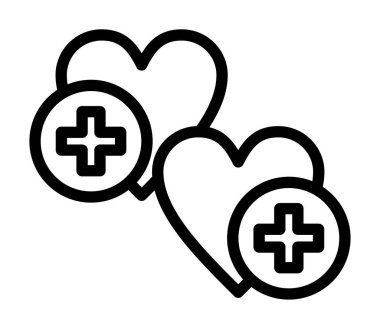 Haçlı hastane kalbi, sağlık sigortası ikonu