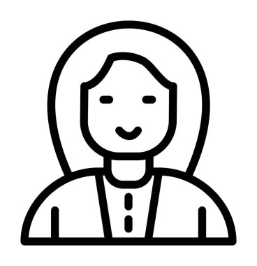 Avatar kadın ikonu. Beyaz arkaplanda izole edilmiş web tasarımı için kadın avatar vektör simgesi