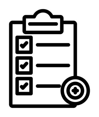 Kontrol listesi vektör simgesi, basit siyah ve beyaz resim