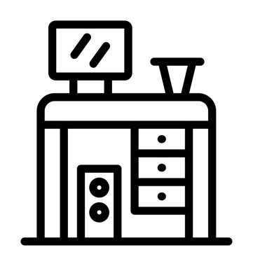 Bilgisayarı ve masası olan masa