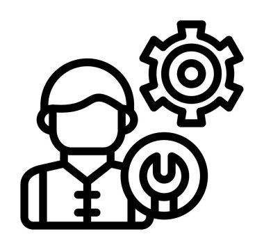 Mühendis vektör simgesi, basit siyah beyaz resim