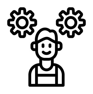 Vites çizgisi ikon vektör illüstrasyonlu adam dişlisi