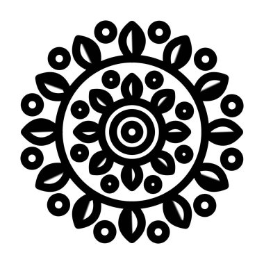 siyah ve beyaz yuvarlak süs, vektör illüstrasyonu