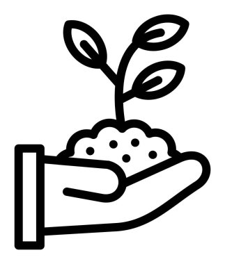 el ele tutuşan bitki simgesi vektör çizimi çizimi