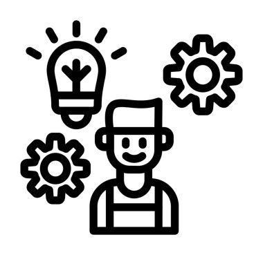 yenilikçi fikir çizgisi simgesi, konsept illüstrasyon, taslak sembol, vektör işareti, doğrusal sembol.