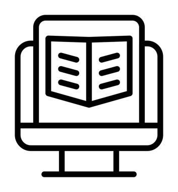 bilgisayar ve kitap vektör çizgisi simgesi