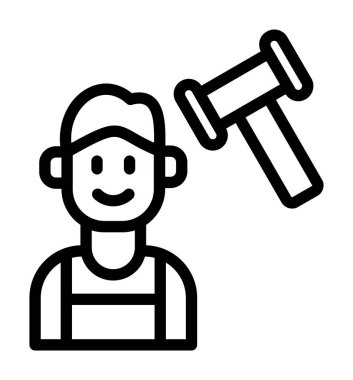 Kürek vektör simgesi tasarımlı işçi