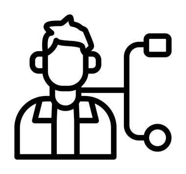 Steteskoplu doktor ve hemşire ikonu. vektör illüstrasyonu