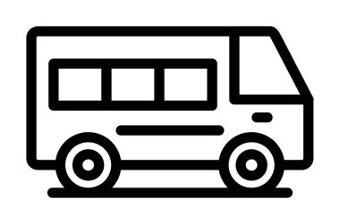 bus vektör simgesi, basit siyah beyaz resim