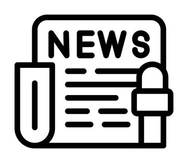 haber vektör simgesi, basit siyah beyaz resim