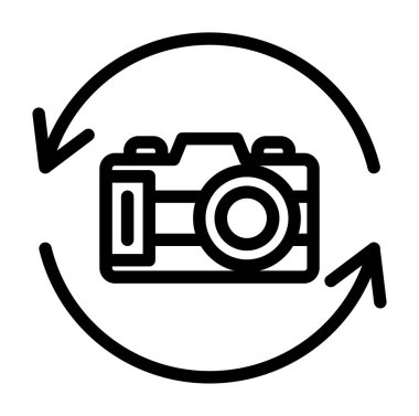 Kamera fotoğraf ikonu vektörü. İnce çizgi işareti. izole edilmiş sınır sembolü çizimi