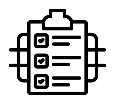 Kontrol listesi simgesi vektörü. özet çizimi beyaz arkaplanda izole edildi