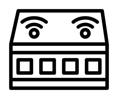 İnternet yönlendirici simgesi. Beyaz arkaplanda izole edilmiş web tasarımı için özet internet yönlendirici vektör simgesi
