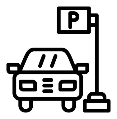 Park tabelası. Araba vektör simgelerinin özet çizimi