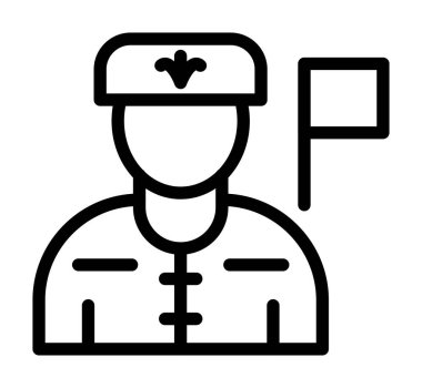 asker vektör simgesi, basit siyah beyaz resim