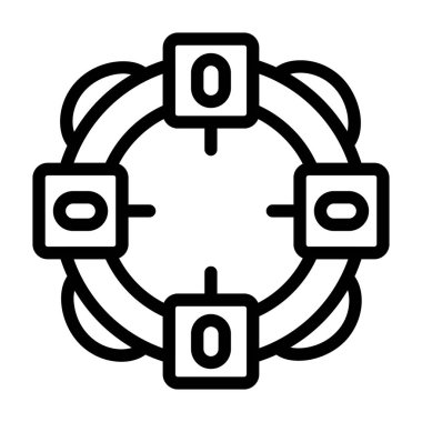 Kumarhane çipi simgesi ana hat vektörü. Kumarhane çipi