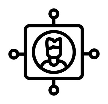 İnsan beyni simgesi, ince çizgi izole çizim