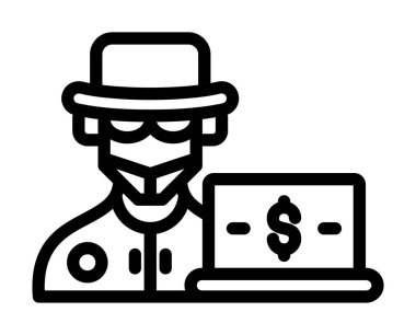 Hacker ikon vektörü. İnce çizgi işareti. izole edilmiş sınır sembolü çizimi