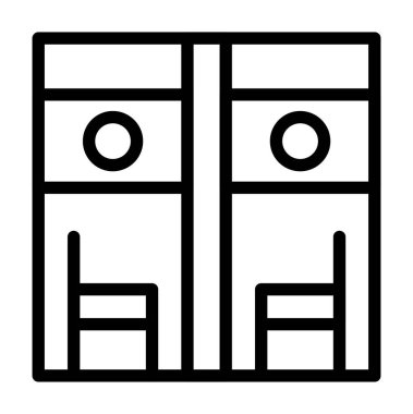 Otel odası ikonu ana hat vektörü. Otel odası.