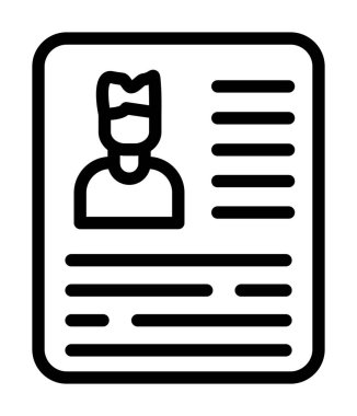 Kimlik kartı simgesi. Beyaz arkaplanda izole edilmiş web tasarımı için özet kimlik kartı vektör simgesi