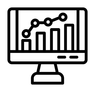 İş analizi ikonu ana hatları vektörü. iş analizleri