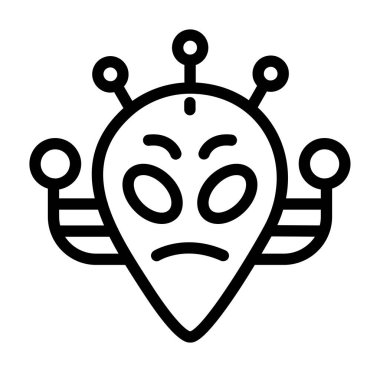 Uzaylı yüzü ikonu. Beyaz arkaplanda izole edilmiş web tasarımı için yabancı yüz vektör simgesi