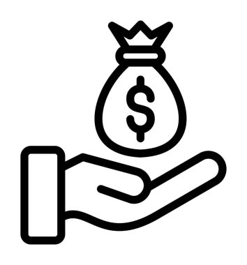 Para çantası ikon vektörü. İnce çizgi işareti. izole edilmiş sınır sembolü çizimi