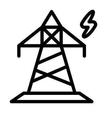 Elektrik vektör simgesi. Soyut siyah renk grafik tasarımı