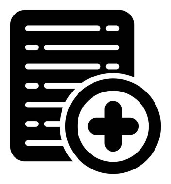 Tıbbi bir ikon. vektör biçimi yuvarlak açılı düz simge, siyah renk, beyaz arkaplan.