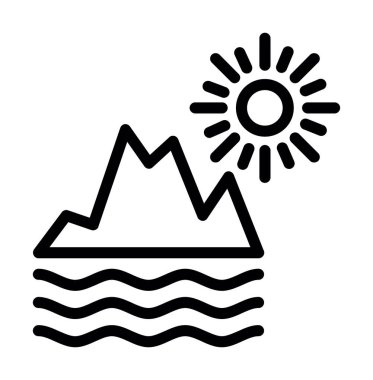 Günbatımı simgesi, vektör illüstrasyonu