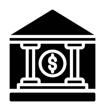 Banka vektörü glyph düz simgesi