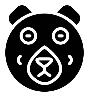 Ayı yüz ikonu vektör illüstrasyonu