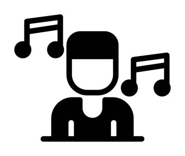 Kulaklık simgesi olan adam, vektör illüstrasyonu