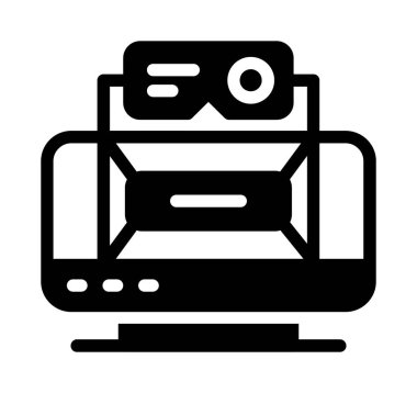 Yazıcı ve akıllı telefon simgesine sahip dizüstü bilgisayar, vektör illüstrasyonu