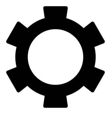 Cogwheel vektör simgesi. biçim düz sembol, siyah renk, yuvarlak açılar, beyaz arkaplan.