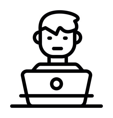 Çevrimiçi eğitim çizgisi simgesi, konsept vektörü, taslak sembolü illüstrasyonu, doğrusal sembol illüstrasyonu.