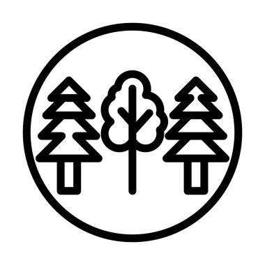 Orman ağaçları orman ikonu, ana hatlar tarzı