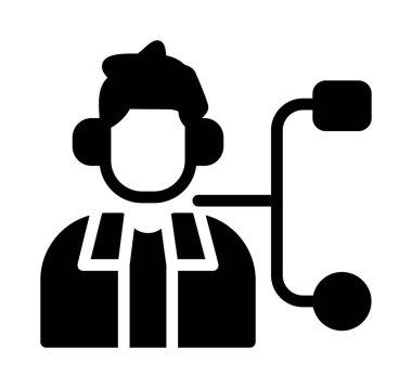 Stetoskop vektör ikonu tasarımlı kadın doktor, düzenlenebilir felç.