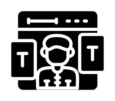 Web simgesi, dizüstü bilgisayarı ve akıllı telefonu olan adamın vektör illüstrasyonu