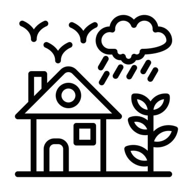 Yağmur ikonlu bulut. özet vektör illüstrasyonu