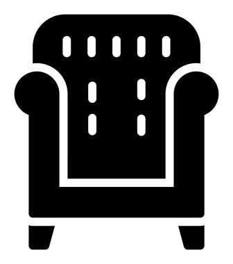 Koltuk vektör simgesi. Soyut siyah renk grafik tasarımı