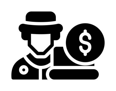 iş vektörü glyph düz simgesi