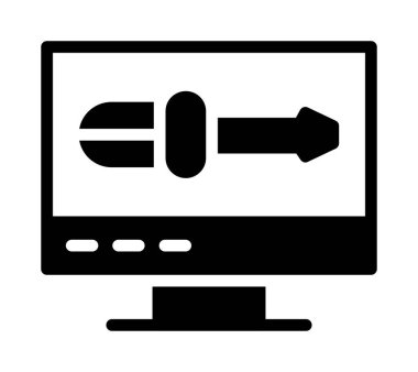 ok simgesi vektör illüstrasyonlu bilgisayar monitörü